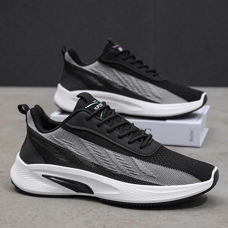 Knit Fabric Lace Up Sneakers - designer loopschoenen man ademend gebreide man